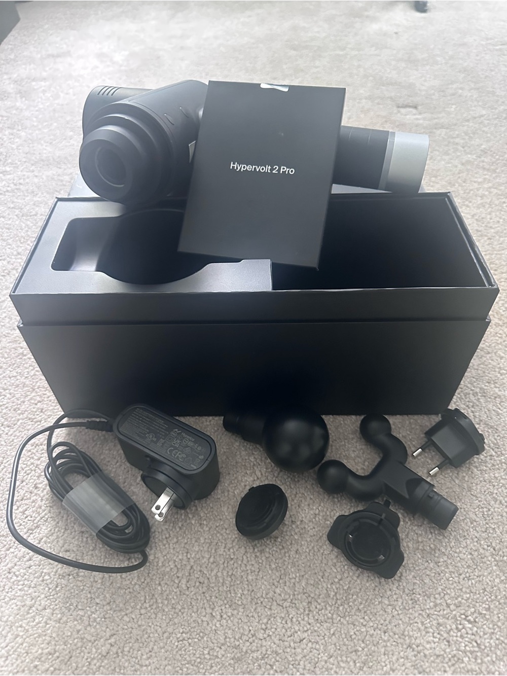 Hyperice Hypervolt 2 Pro Massage Gun w/ Box Charger Attachments & Manual